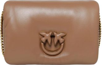 Pinko Love Puff Tabacco Schoudertas - Dames - Schoudertassen - Bruin - ONE Size - Leer - Tassen