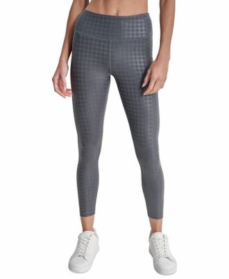DKNY Womens High-Rise 7/8 Workout Leggings In Silver / Turbulence
