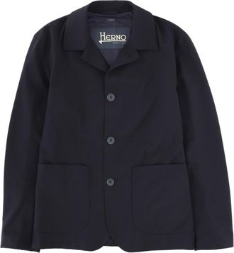 Herno Navy Blue Shirt Collar Jacket