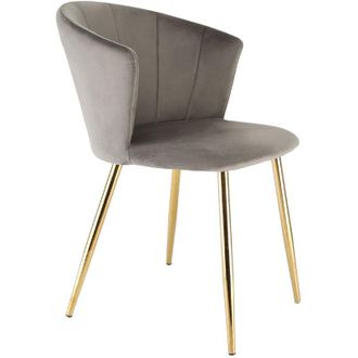 RayGar ELLA Velvet Accent Dining Chair - Grey w/ Gold Legs