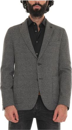 Michael Kors Glencheck Jersey Jas met 2 Knopen - Heren - Blazers - Grijs - XL - Katoen - Jassen