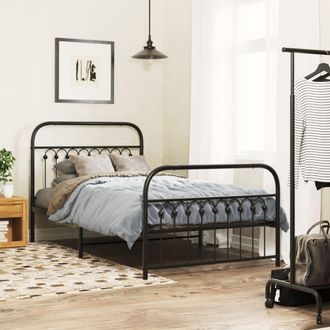 vidaXL Giroletto Con Testiera E Pediera Metallo Nero 100x190 Cm - Vidaxl