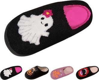Generic Halloween Slippers Boo Ghost Slippers Women Soft Memory Foam Sliders Lovely Pumpkin Printed Slides Couple Home Slipper Warm Fuzzy Slipper Funny Cartoo
