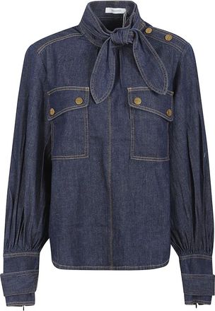 Zimmermann Denim Shirts, female, Blue, Size: S Denim Cargo Blouse