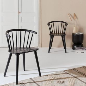 Sweeek Pair Of Chairs In Walnut Wood & Plywood in Black