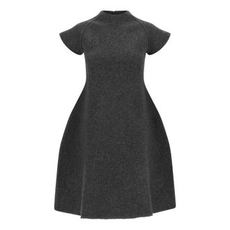 Jil Sander Kleedjes, Dames, Grijs, L, Wol, Jurk met boothals