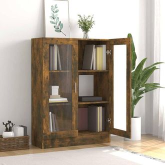 Berkfield Home Vitrine Cabinet Smoked Oak 82.5x30.5x115 cm Engineered Wood in Brown