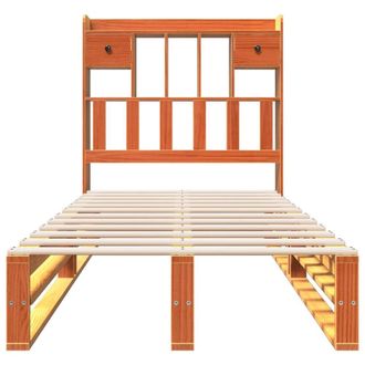 Berkfield Home Decorative Bookcase Bed Frame Wax Brown 75x190 cm Small Single So