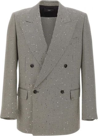 Amiri Dubbelrijige blazer met piek revers en pailletten - Heren - Pakken - Veelkleurig - Maat: M Viscose