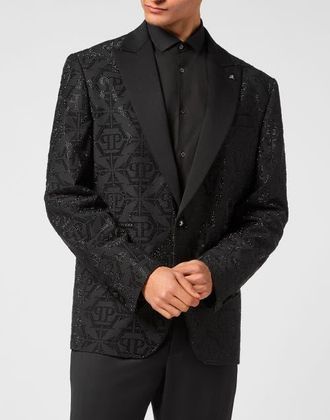Philipp Plein Wool Blazer Lord Fit Hexagon Men in Black at Nordstrom, Size 60