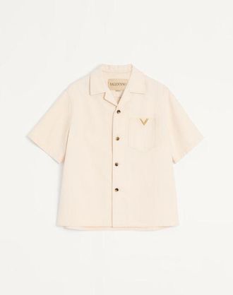Valentino Valentino Denim Bowling Shirt with VGold