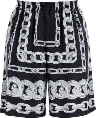 Versace Shorts Medusa Chains Print Silk Twill - Heren - Korte Broeken - Veelkleurig - L - Korte Broeken