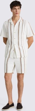 Moss Taupe Stripe Cotton Shorts