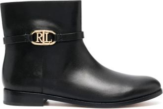 Ralph Lauren Briela Enkellaarsjes - Dames - Enkellaarsjes - Zwart - 37 EU - Leer - Schoenen