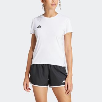 adidas Laufshirt ADIDAS PERFORMANCE ADIZERO E TEE, Damen, Gr. XXL, weiss (wei&szlig;), Obermaterial: 100% Polyester, normal, Rundhals, Shirts Laufshirt