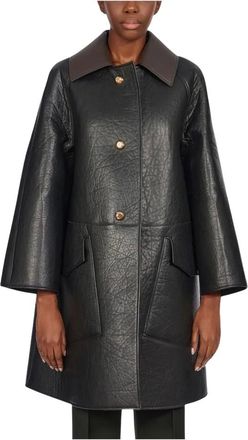 Ferragamo Dames, Mantels, Zwart, Maat: XL Leer