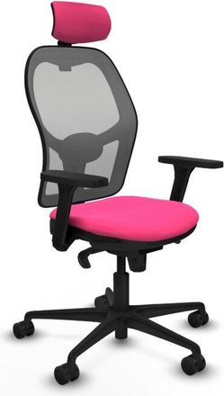 Piqueras y Crespo Piqueras Y Crespo - Jorquera Sincro Malla Gris Similpiel Rosa Brazos 3d Base Nailon Cabecero 2d Ruedas 65mm Nailon