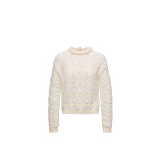 Moncler Wool & Alpaca Blend Striped Sweater White Size L