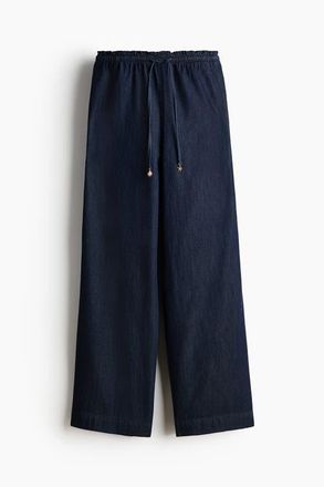 H&M Tie-belt Paper Bag Trousers in Dark Denim Blue at Nordstrom, Size Xx-Small