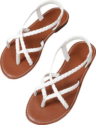 Generic Summer Sandals Women Flat Sandals Strappy Dressy Ankle Strap Casual Summer Sandal for Beach Soft Breathable Insole And Non Slip Rubber Outsole Slipper