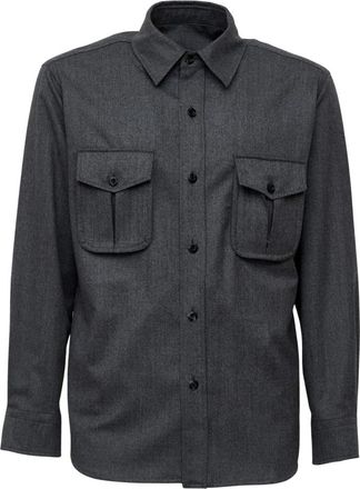 Caruso Overshirt Tessuto 120s - Heren - Casual Overhemden - Grijs - XL - Overhemden