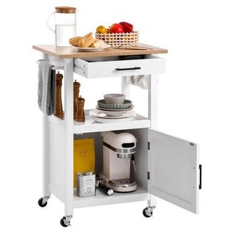 OEM Isla De Cocina Con Armario De Una Puerta, Con Caj&oacute;n, Toallero Y Ganchos, Mesa Port&aacute;til Con Ruedas Giratorias, Con Soporte Para Microondas Para Comedor