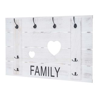 Hhg Hhg - Nunca Usado] Perchero De Pared 929 Family, Perchero, Aspecto Shabby Vintage, 8 Ganchos 60x90cm, Blanco, Shabby