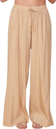Monrow Linen Wide Leg Pants In Croissant