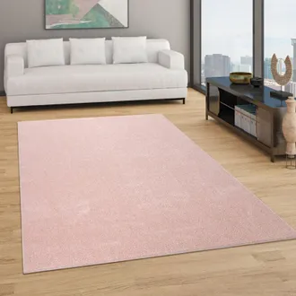Paco Home Tappeto Pelo Corto Lavabile, Monocolore Semplice e Moderno, div. misure e colori 240x340 cm, Rosa - Paco Home