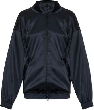 Balenciaga Jas met opstaande kraag - Dames - Bomber jackets - Zwart - XS - Satijn - Jassen