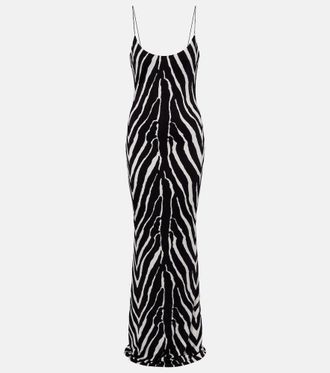 New Arrivals Zebra-print jersey gown