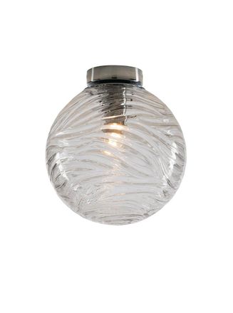 Luce-Ambiente-Design Plaf&oacute;n Nereide en Vidrio Transparente con Ondas Conc&eacute;ntricas 30 Cm