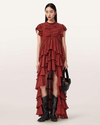 AllSaints Shaela Ruffled Maxi Dress