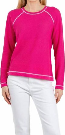 Elliott Lauren Waffle Stitch Raglan Sweater In Pink