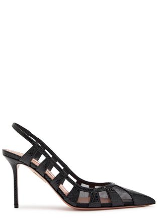 Aquazzura Aquazzura Screen 85 Snake-effect Leather Pumps - Black