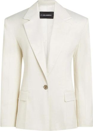 Karl Lagerfeld KL Studio Gestructureerde Blazer - Dames - Blazers - Wit - XS - Katoen - Jassen