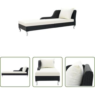 vidaXL vidaXL Lettino in rattan - Lettino Prendisole con Cuscino in Polyrattan Nero