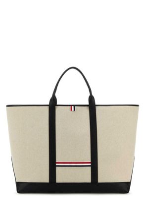 THOM BROWNE テクスチャードレザー トートバッグ ストライプ Thom Browne 4BAR ストライプ トートバッグ | グレー | FARFETCH JP