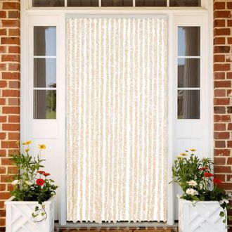 vidaXL Vidaxl - Cortina Antimoscas Chenilla Beige Y Blanco 90x220 Cm