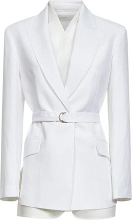 Blanca Vita Belted Peak-Lapel Jacket - Dames - Blazers - Wit - 2XS - Linnen - Jassen