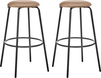 Beliani Beliani - Conjunto De 2 Taburetes De Bar Terciopelo Patas De Acero Negras Sin Reposabrazos Comedor Marr&oacute;n Morton