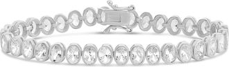 SHYMI Bezel-Set Oval Tennis Statement Bracelet -.925 Sterling Silver, 14K Gold-Plated, Rhodium Plated, Cubic Zirconia, Size 7, Day to Night