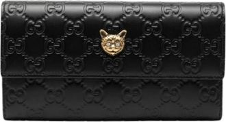 Gucci Pre-owned Wallets, female, Black, Size: ONE SIZE Pre-owned Embossed Leather Wallet