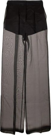 Elisabetta Franchi S5.Ap 2555 Broeken - Dames - Wijde Broeken - Zwart - M - Satijn - Broeken