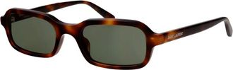 Saint Laurent Logo Rechthoekige Zonnebril - Dames - Accessoires - Bruin - Maat: 51 MM