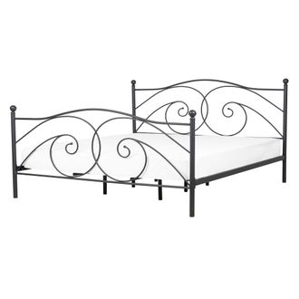 Beliani Beliani - Cama Con Somier De Metal Negro Con Marco Decorado 140 X 200 Cm Estilo Moderno Y Minimalista Dinard