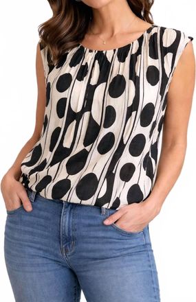 THML Clothing Sleeveless Geometric Pattern Top In Black And White