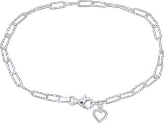 Delmar Oval Cut Link Heart Charm Bracelet in Silver at Nordstrom Rack