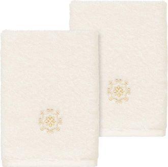Linum Home Textiles 100% Turkish Cotton Alyssa 2Pc Embellished Washcloth Set