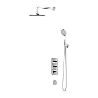 Omnires Omnires Y - Conjunto De Ducha Con Termostato Empotrado Para Ba&ntilde;era, Con Llenado Por Rebosadero, Con Cuerpo, Di&aacute;metro 25 Cm, 5 Chorros, Cromo Sysys01xc